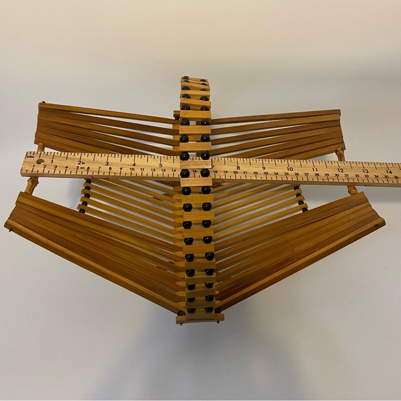 Mid Century folding collapsible bamboo fruit basket vintage MCM Japanese - Picture 10 of 14